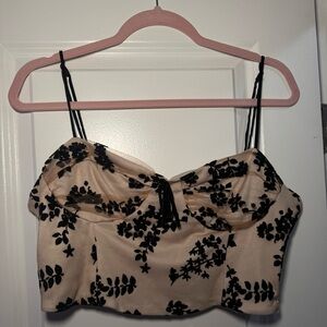 Floral Black and Cream Women's Top